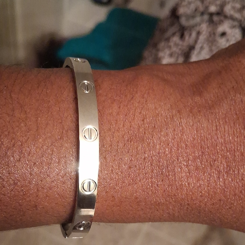Silver Screw Motif Bracelet And Ring Set